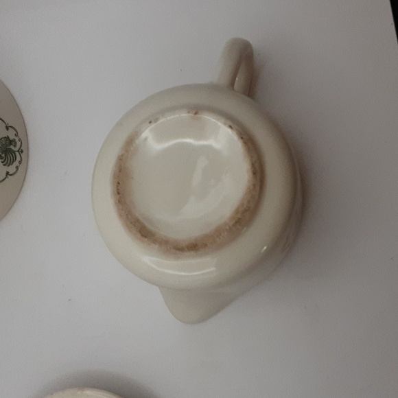 Vintage Scio Pottery Provincial Green Rooster Weather Vane Creamer & Sugar Bowl - Picture 10 of 12